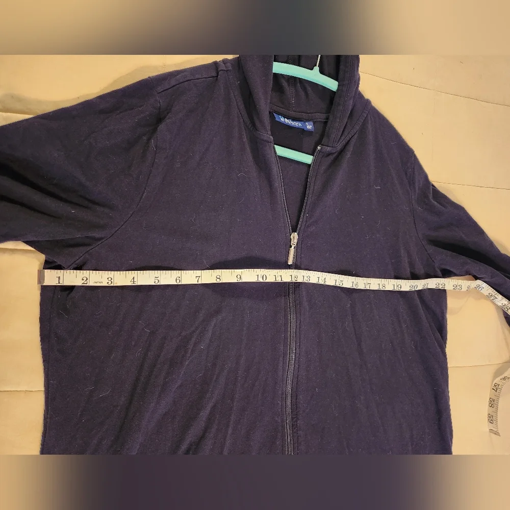 D&Co. Beach Black Zip Up Coverup, Tunic, Hoodie, Sz L, EUC Pockets Pool Summer